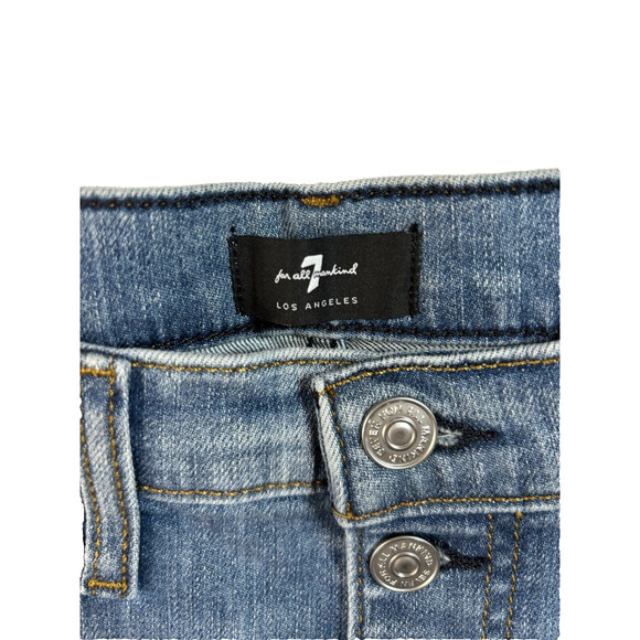 7 FOR ALL MANKIND High Waist Crop Straight Leg Jeans Distressed Women's Size 29 - Picture 4 of 15